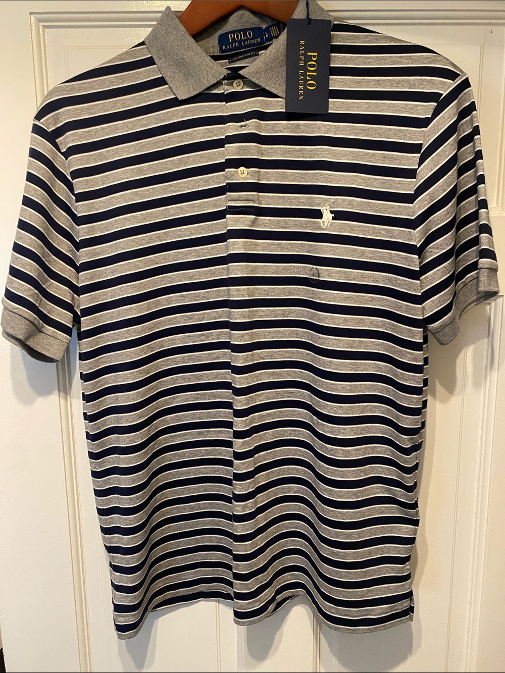 Polo by Ralph Lauren Navy & Gray Striped Polo Shirt